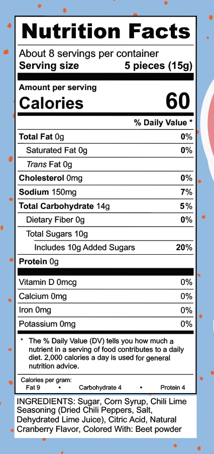 Nutrition Facts Cranberry Fantasy